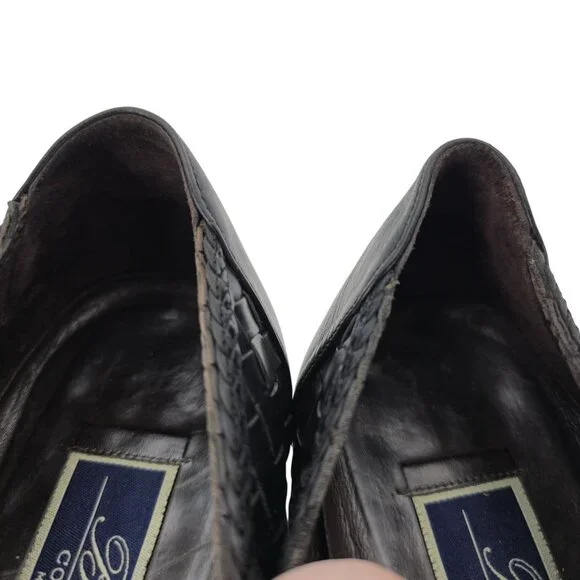 Vintage Bragano Cole Haan Italy Black Woven Leather Tassel Loafer Dress Shoes 8M - Picture 11 of 11